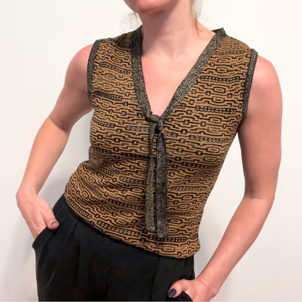 Vintage BCBG Metallic Sweater Vest